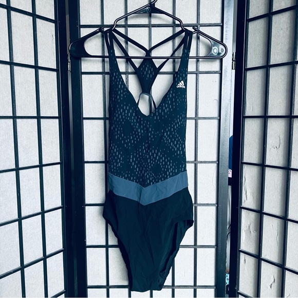 Adidas prime blue grey one piece swimsuit sz 30B